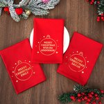 Serviette de table réutilisable personnalisée 100% coton Joyeux Noël avec nom Décoration de table Cadeau de Noël pour la famille