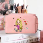 Personalisierte Geburt Blume Cartoon Charakter Leder Kosmetiktasche Tasche mit Namen Portable Travel Essentials Geburtstag Brautjungfer Geschenk für Frauen