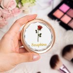 Personalisierte tragbare Gold-Edged Geburt Blume Make-up-Spiegel mit Namen Geburtstag Jahrestag Geschenk für Frauen Mädchen