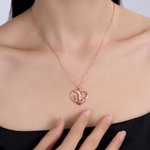 Personalized Star Moon Zircon Heart Necklace with Birthstone Engraved Text Dainty Jewelry Birthday Anniversary Valentine's Day Gift for Women