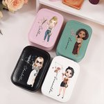 Personalisierte Sternzeichen Geburt Blume Cartoon Charakter PU Leder Schmuckkästchen mit Namen und LED Make-up-Spiegel Geburtstag Muttertag Geschenk für Frauen