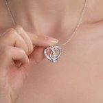 Personalized Star Moon Zircon Heart Necklace with Birthstone Engraved Text Dainty Jewelry Birthday Anniversary Valentine's Day Gift for Women