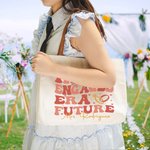 Personalised In My Engaged Era Future Ring Heart Canvas Tote Bag withLeather Handle and Name Engagement Bridal Shower Gift for Women Bridesmaids