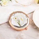 Personalisierte tragbare Gold-Edged Geburt Blume Make-up-Spiegel mit Namen Geburtstag Jahrestag Geschenk für Frauen Mädchen