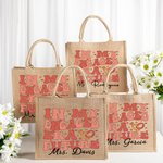 Personalised In My Engaged Era Future Mrs. Reusable Large Jute Tote Bag with Name Engagement Bridal Shower Bachelorette Party Gift for Women