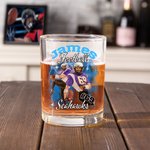 Personalized Old Fashioned Rock Flame Sports Team Photo 10oz Whiskey Glass with Name and Number Game Celebration Party Gift for Sports Lovers
