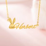 Personalisierte niedliche Hase Name Halskette Zierliche Schmuck Ostern Geburtstag Jahrestag Geschenk für Frauen Mädchen