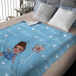 Personalisierte Cartoon Graduate Charakter Geburt Blume weiche Decke mit Namen Home Decor Graduation Geschenk für Frauen Mädchen