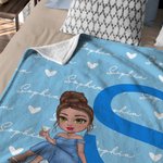 Personalizzato Cartoon Graduate Character Soft Throw Blanket con nomi e iniziali Graduation Birthday Gift per donne ragazze