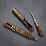 Personlig bärbar Metro mässing Mini Vintage Bolt Action EDC Penna med graverade initialer Skrivverktyg Campinggåva för utomhusälskare Golfar