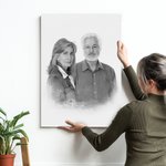 Personalised Black and White Portrait 2 Photos Combination Poster Canvas Painting Wall Art Remembering Passed Memorial Gift for Bereaved Family