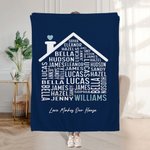 Manta familiar personalizada Love Makes Our House con 1-35 nombres y texto Regalo de cumpleaños del Día de la Madre para el abuelo la abuela