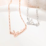 Personalisierte niedliche Hase Name Halskette Zierliche Schmuck Ostern Geburtstag Jahrestag Geschenk für Frauen Mädchen