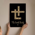 Spersonalizowane krzyżówki Scrabble Puzzle Plakat artystyczny bez ramki z 2-25 imionami rodzinnymi Prezent na parapetówkę dla członka rodziny
