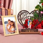 Targa in legno con nomi incisi Decorazione da scrivania per San Valentino Regalo di anniversario per coppie