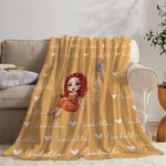Personalisierte Cartoon Graduate Charakter Geburt Blume weiche Decke mit Namen Home Decor Graduation Geschenk für Frauen Mädchen