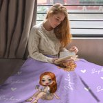 Personalisierte Cartoon Graduate Charakter Geburt Blume weiche Decke mit Namen Home Decor Graduation Geschenk für Frauen Mädchen