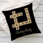 Personalized Rustic Scrabble 2-25 Names Crossword Puzzle Art Throw Pillow Cover with Title Home Decor Birthday Holiday Party Gift for Family Friends
