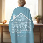 Manta familiar personalizada Love Makes Our House con 1-35 nombres y texto Regalo de cumpleaños del Día de la Madre para el abuelo la abuela