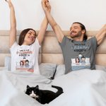 Gepersonaliseerde stripfiguur This Is Our Pyjama Shirt en Broek Set met 1-6 Huisdieren en Namen Valentijnsdag Verjaardagscadeau voor paar Vrouwen Mannen