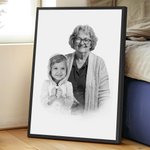 Personalised Black and White Portrait 2 Photos Combination Poster Canvas Painting Wall Art Remembering Passed Memorial Gift for Bereaved Family