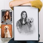 Personalised Black and White Portrait 2 Photos Combination Poster Canvas Painting Wall Art Remembering Passed Memorial Gift for Bereaved Family