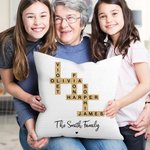 Personalized Rustic Scrabble 2-25 Names Crossword Puzzle Art Throw Pillow Cover with Title Home Decor Birthday Holiday Party Gift for Family Friends
