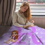 Personalizzato Cartoon Graduate Character Soft Throw Blanket con nomi e iniziali Graduation Birthday Gift per donne ragazze
