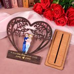 Targa in legno con nomi incisi Decorazione da scrivania per San Valentino Regalo di anniversario per coppie