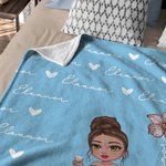 Personalisierte Cartoon Graduate Charakter Geburt Blume weiche Decke mit Namen Home Decor Graduation Geschenk für Frauen Mädchen
