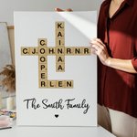 Spersonalizowane krzyżówki Scrabble Puzzle Plakat artystyczny bez ramki z 2-25 imionami rodzinnymi Prezent na parapetówkę dla członka rodziny