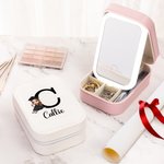 Graduación Personalizada Cartoon Character Travel Joyero con Nombre Cambio de Color LED Espejo de Maquillaje Graduación Cumpleaños Regalo para Mujeres 1