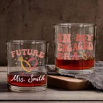 Personalizado en Mi Era Comprometida Futura Señora Anillo Corazón 10oz Whisky Vidrio con Nombre Compromiso Fiesta Nupcial Ducha Regalo para Mujeres