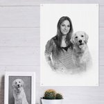 Personalised Black and White Portrait 2 Photos Combination Poster Canvas Painting Wall Art Remembering Passed Memorial Gift for Bereaved Family