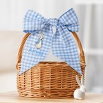 Personalized Embroidered Cute Bunny Cross 100% Cotton Gingham Easter Basket Sash with Name Door Basket Decor Easter Baptism Gift for Kids