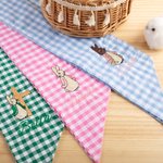 Personalized Embroidered Cute Bunny Cross 100% Cotton Gingham Easter Basket Sash with Name Door Basket Decor Easter Baptism Gift for Kids