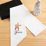 Personalized Embroidered Cute Bunny Cross 100% Cotton Gingham Easter Basket Sash with Name Door Basket Decor Easter Baptism Gift for Kids