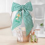 Personalized Embroidered Cute Bunny Cross 100% Cotton Gingham Easter Basket Sash with Name Door Basket Decor Easter Baptism Gift for Kids