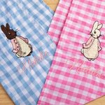 Personalized Embroidered Cute Bunny Cross 100% Cotton Gingham Easter Basket Sash with Name Door Basket Decor Easter Baptism Gift for Kids