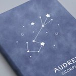 Cahier personnalisé en cuir avec 200 pages lignées Cadeau d'anniversaire pour les amateurs d'astrologie