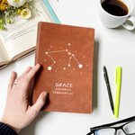 Cahier personnalisé en cuir avec 200 pages lignées Cadeau d'anniversaire pour les amateurs d'astrologie