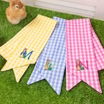 Personalized Cute Bunny Cotton Gingham Easter Basket Sash with Embroidered Initial Door Basket Decor Easter Baptism Gift for Baby
