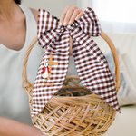 Personalized Embroidered Cute Bunny Cross 100% Cotton Gingham Easter Basket Sash with Name Door Basket Decor Easter Baptism Gift for Kids