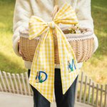 Personalized Cute Bunny Cotton Gingham Easter Basket Sash with Embroidered Initial Door Basket Decor Easter Baptism Gift for Baby