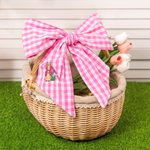 Personalized Cute Bunny Cotton Gingham Easter Basket Sash with Embroidered Initial Door Basket Decor Easter Baptism Gift for Baby