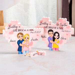 Rompecabezas de bloques de doble cara personalizado con la fecha y el nombre de San Valentín Regalo de aniversario para pareja