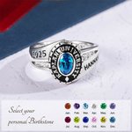 Custom School Class Ring, Sterling Silver 925 High School University Jewellery for Women, Graduation Rings 2025
