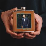 Gepersonaliseerde roestvrij staal 6oz lederen foto whiskyfles met tekst bruiloft Gunsten verjaardag Gift voor bruidegomsmannen likeur liefhebbers