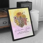 Personalisierte Geburtsblumen Strauß Familie Leinwandgemälde mit Namen und Text Muttertag Geburtstag Geschenk für Mama Oma