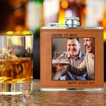 Gepersonaliseerde roestvrij staal 6oz lederen foto whiskyfles met tekst bruiloft Gunsten verjaardag Gift voor bruidegomsmannen likeur liefhebbers